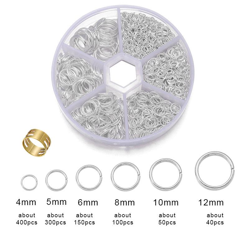 1040 шт. Коробка Железные соединительные кольца для DIY украшений ручной работы - Одинарные / Закрытые кольца