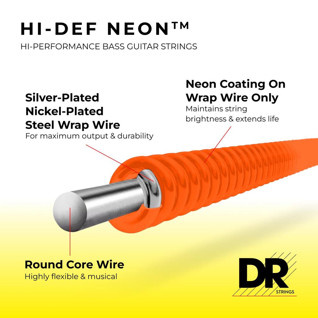Струны DR Серия DR Neon для 5-струнной бас-гитары NMCB5-45 .045-.125