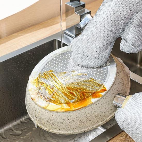 2/5 шт. Проволочные перчатки для мытья посуды, многоразовые кухонные перчатки из сетчатой ткани с рыбьей чешуей, щадящие посуду, для уборки