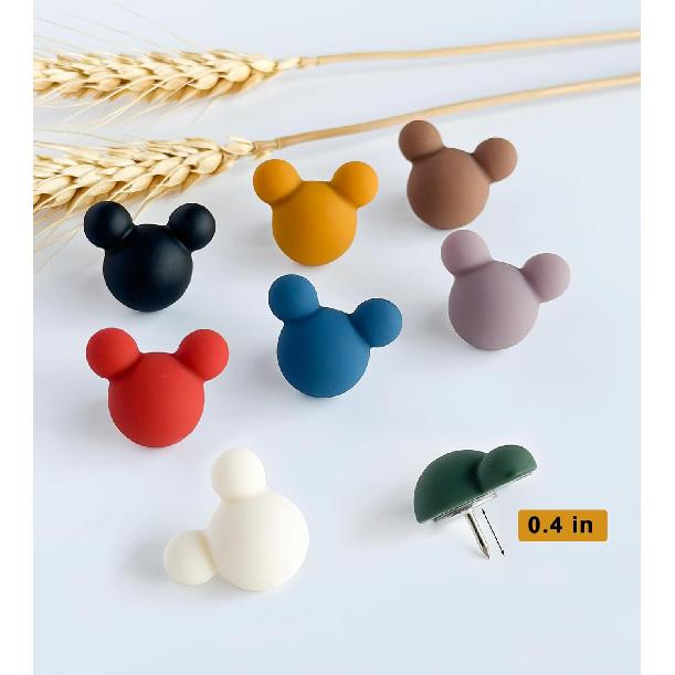 24 Pcs Cute Push p,Colorful Decorative thumbtacks,Mouse Push p,for Cork Board,Office or Home (24 Pcs- Velvet)