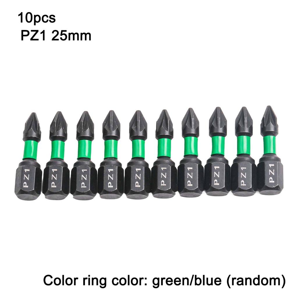 10PCs Magnetic Batch Head Alloy Steel Screwdriver Bit 25mm PZ1 PZ2 PZ3 Screwdriver Bit Hex Shank Driver Bit Hand Tools