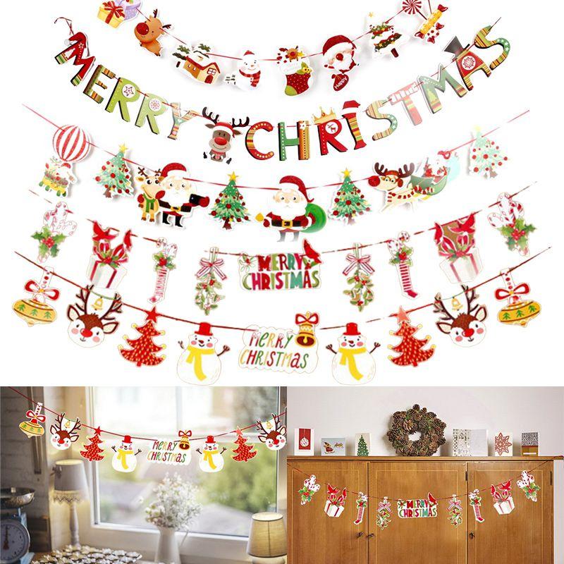 Праздничный рождественский дух, флаг-гирлянда, украшение, Санта-Клаус, украшение для вечеринки