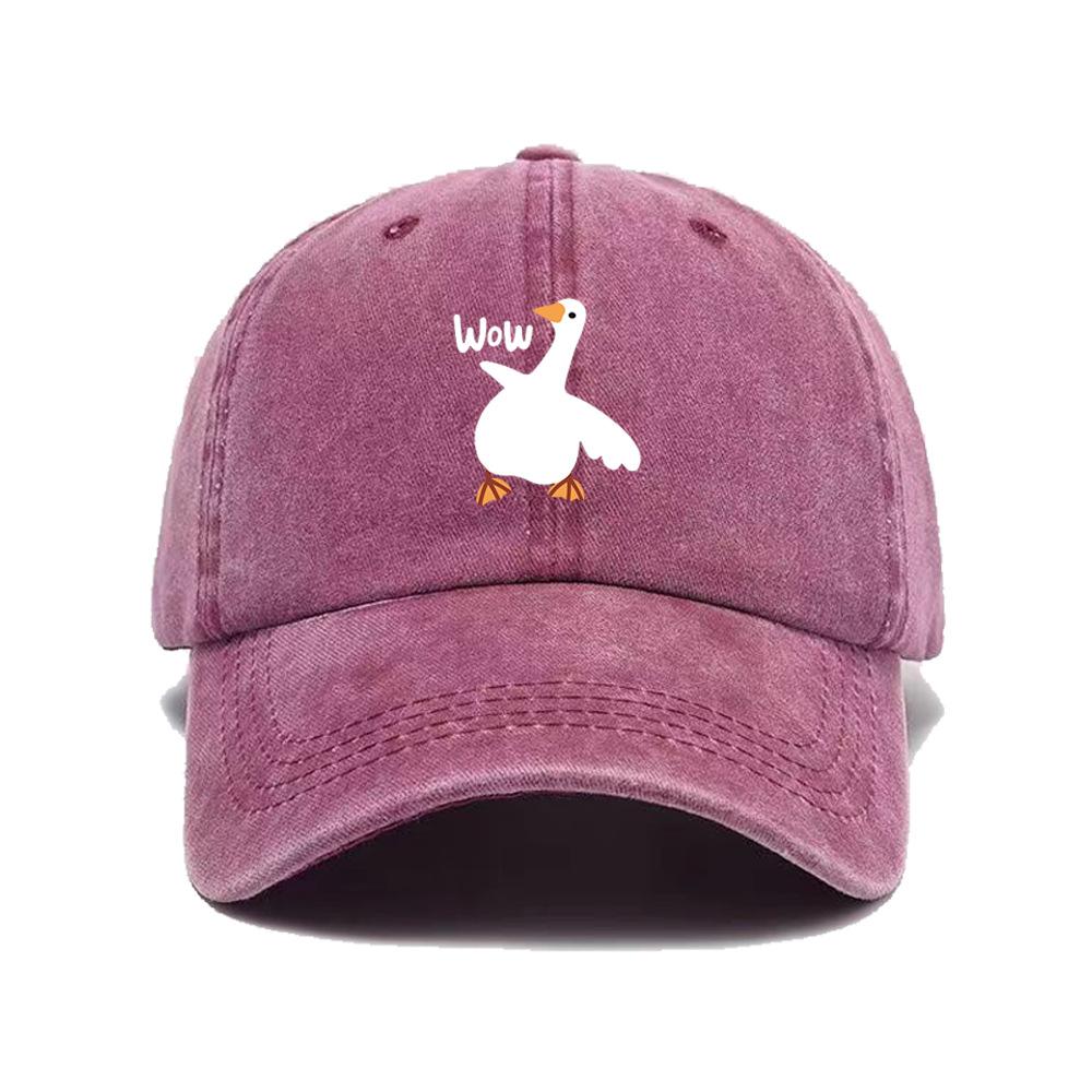 Big Goose Cute Printed Baseball Hat, Suitable for Both Men and Women, Off Screen Travel Duck Tongue Hat, Travel Equipment