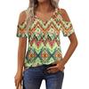 Женская футболка, элегантная повседневная рубашка с принтом, короткий рукав, летний топ свободного кроя