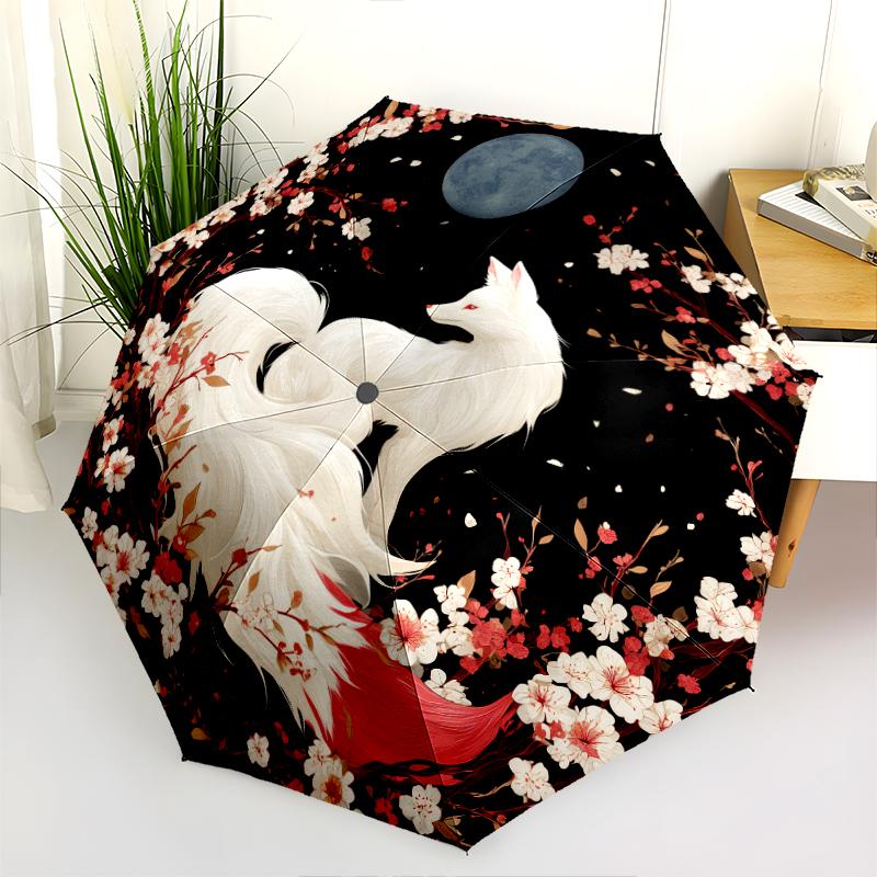 Узор с лисами, автоматический складной зонт, портативная и складная конструкция, 8 спиц, рождественский или день рождения подарок.