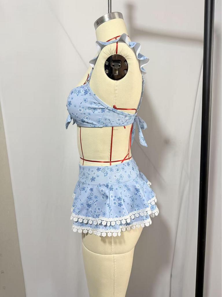 Женский пляжный бикини-комплект с европейским и американским принтом 2026