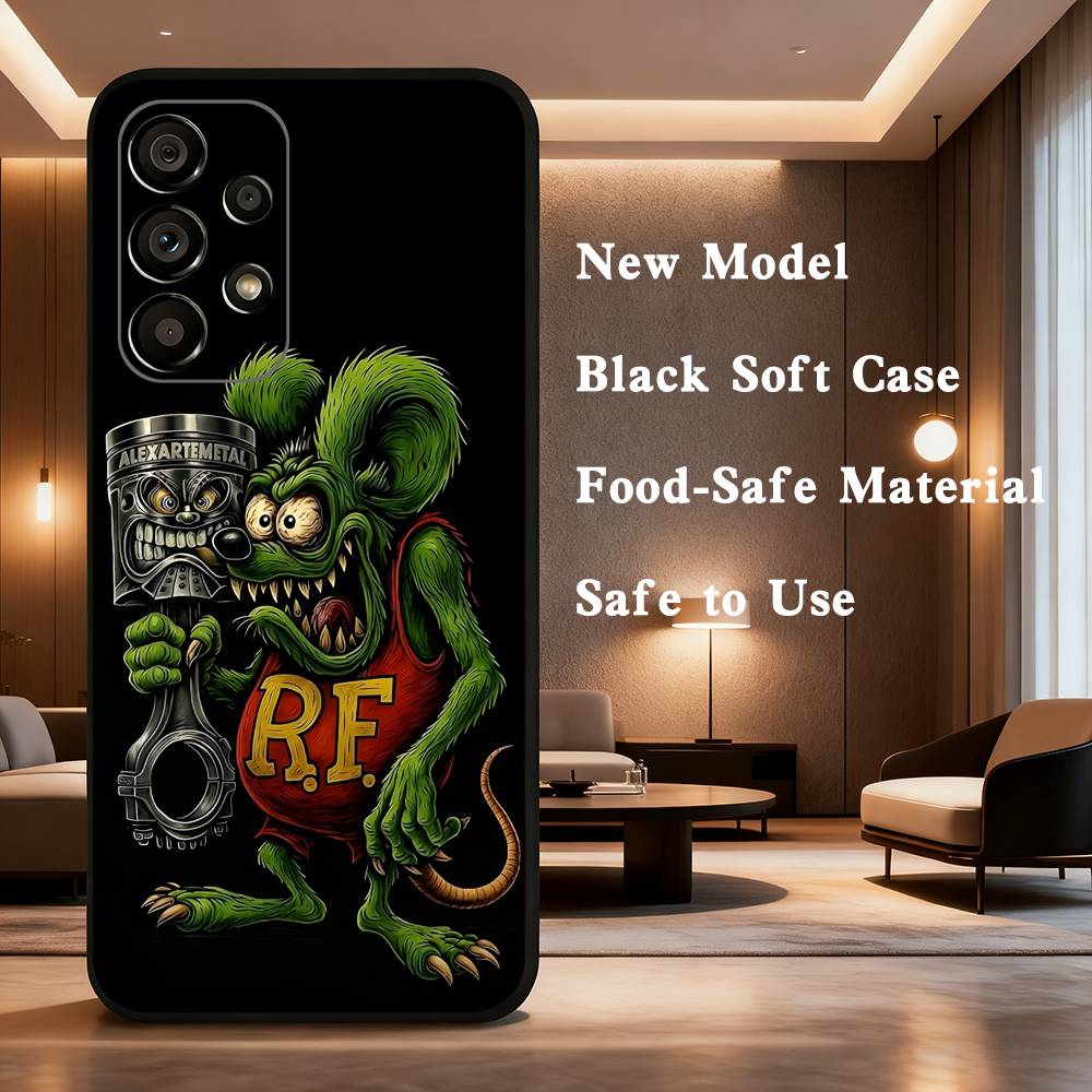 Rat F-Fink Phone Case For Samsung Galaxy A73,31,8,9,53,32,72,41,J7,52,71,22,Note Soft Black Silicone Cover