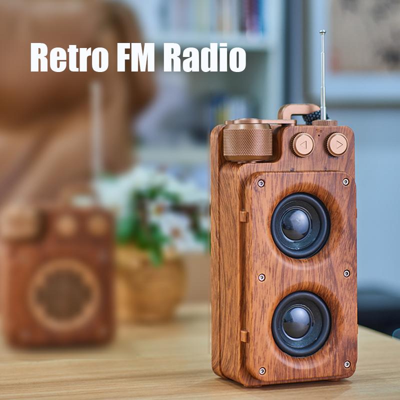 Портативное ретро FM-радио, беспроводная связь Bluetooth 5.0, два динамика, сабвуфер, MP3-плеер, поддержка громкой связи USB/TF-карта/AUX Play