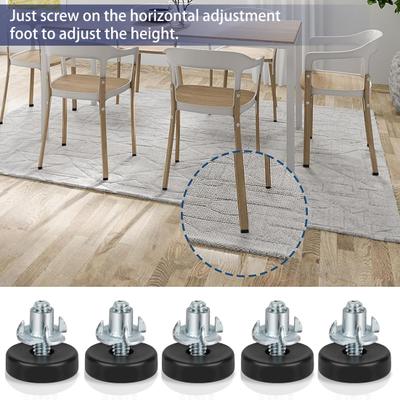 12 шт., универсальные выравнивающие ножки для мебели с Т-образными гайками, прочная несущая резьба, регулируемые выравниватели, ножки для шкафа, стула, стола