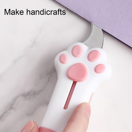 Cat Paw Box Cutter Cat Claw Design Box Paper Knife Retractable Cat Scratching Knife Mini Cardboard Sealing Tape Cutter