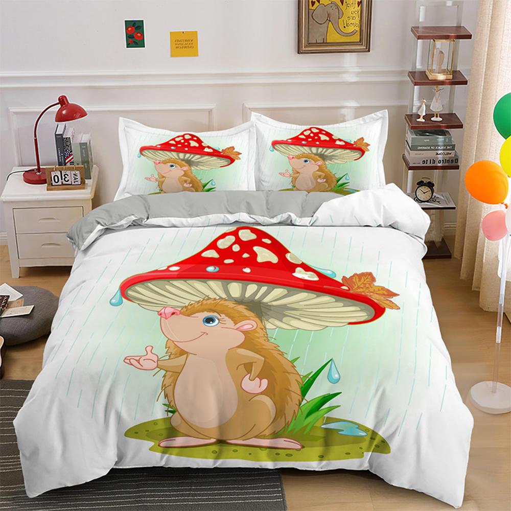 Комплект пододеяльника с 3D мультяшным принтом ежика, милый комплект постельного белья на тему животных, размер кинг, полиэстеровый чехол для одеяла для ребенка, мальчика, девочки