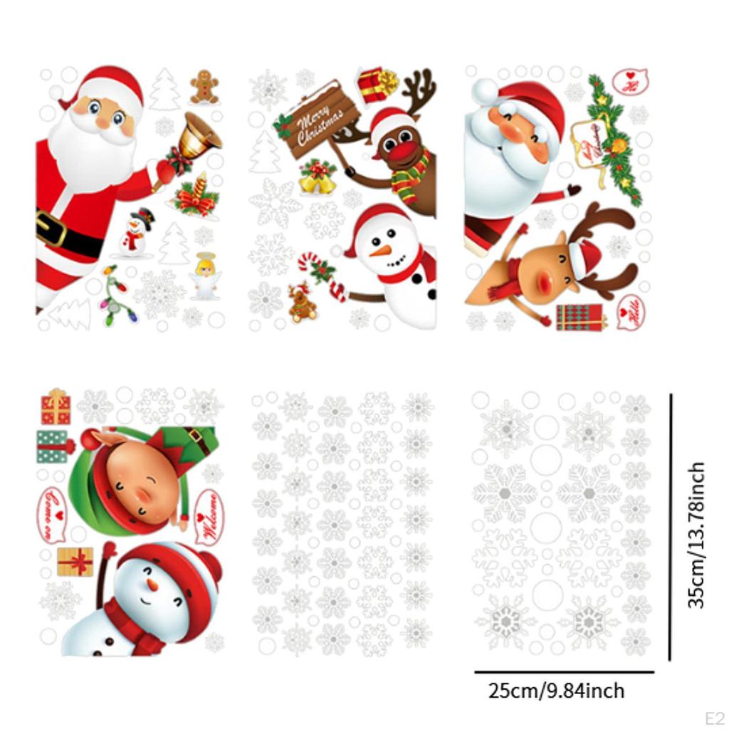 6 листов рождественских наклеек на окна, рождественский декор, статические наклейки в виде снежинок, рождественские украшения для