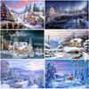 5D DIY Алмазная картина Рождественский пейзаж Полный квадратный круглый набор страз Алмазная вышивка Мозаика Зимний Рождественский подарок Искусство