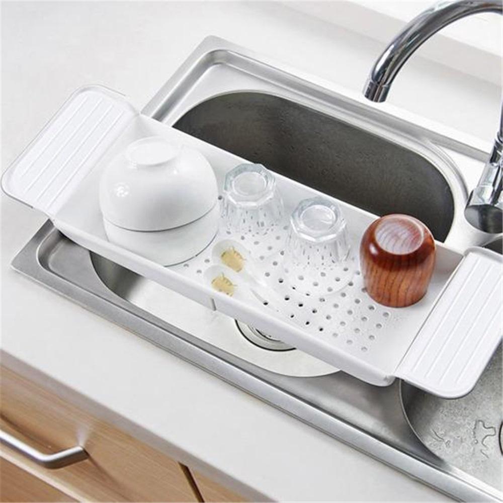 Полка для ванны, удобная телескопическая полка для ванны, дизайн со сливными отверстиями, противоскользящий лоток для хранения в ванной комнате