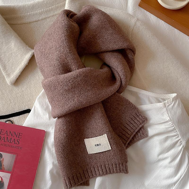 Exquisite Gentle Solid colored Small Scarf Whitening Knitted Woolen Short Scarf Autumn and Winter Warm Couple Style Simple and Elegant