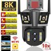 16MP 8K IP Camera 10X Zoom Outdoor Four Lenses Three-Screen PTZ WiFi Camera Security Protection CCTV Color Night Vision Cam Home Security