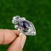 Натуральный шевронный аметист, эффектное кольцо-цветок, фиолетовое, регулируемое, серебро 925 пробы
