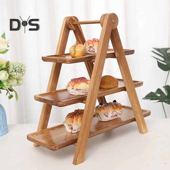 Деревянный 3-х уровневый поднос для кексов, простая сборка, деревянное блюдо для фермерского дома, легкий декоративный поднос для вечеринок и дома