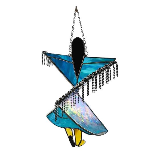 Bohemian Handcrafted Dancer Wind Chime Stained Glass Style Hanging Spinner Colorful Acrylic Suncatcher for Indoor Outdoor Window Patio Garden Decor