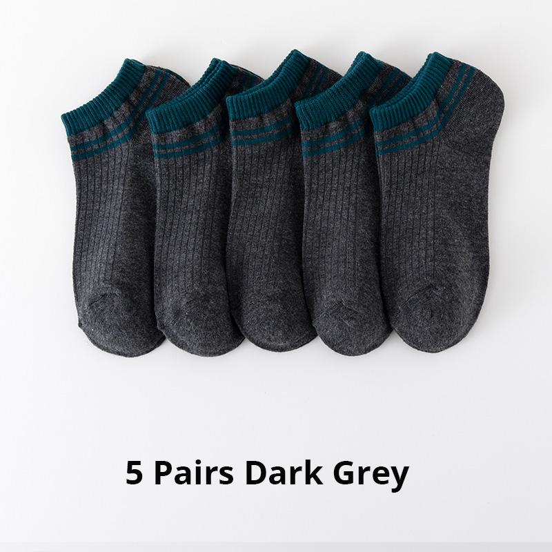 5 пар спортивных дышащих носков-лодочек с низкой посадкой, весна-лето, хлопковые полосатые спортивные мужские носки в корейском стиле преппи