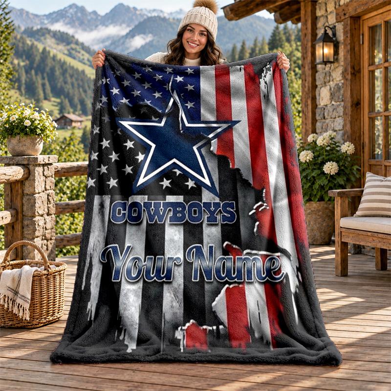 Фланелевое одеяло Dallas Cowboys с индивидуальным именем, персонализированное, мягкое, теплое, плюшевое покрывало, индивидуальный подарок для семьи и друзей