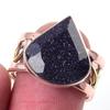 Natural Blue Sunstone Gemstone 925 Sterling Silver TwoTone Gift Ring S.7 M1n10