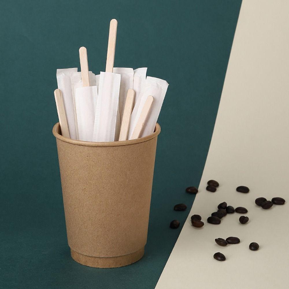 100Pcs 14/18cm Coffee Stirrer Sticks Single Package Drinking Stir Coffee Supply