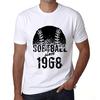 Men’s Vintage Tee Shirt Graphic T Shirt Softball Since 1968 White