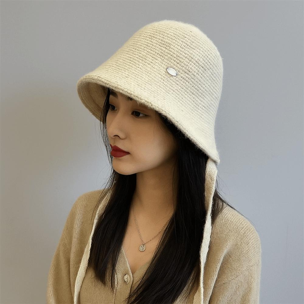 Wool Blend Fisherman Hat Knitted Woolen Basin Hat New Girl's Hat Autumn Winter