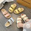 Bread Thick-soled Slippers Women's Summer Wear New Velcro Beach Soft-soled One-word Cool Slippers