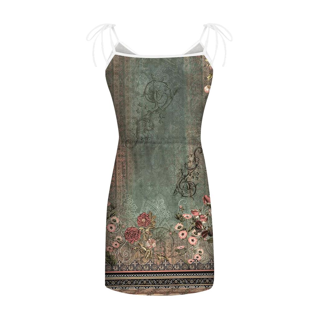 Женское модное летнее свободное платье без рукавов с карманом и v-образным вырезом с принтом