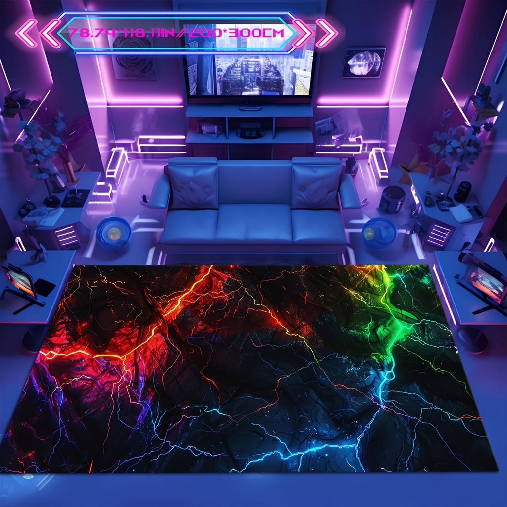 Bold Colorful Lightning Bolt Area Rug – Large Indoor Carpet for Bedroom Living Room Home Decor