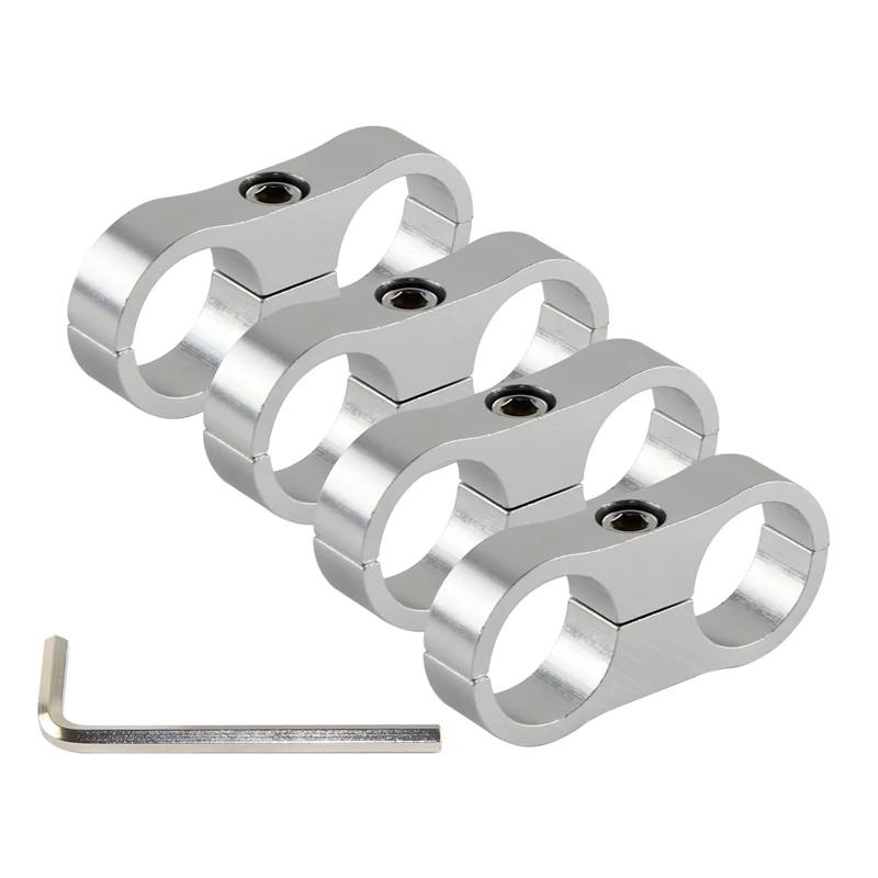 4PCS Braided Hose Separator Clamp Adapter 4AN 6AN 8AN 10AN 12AN Fuel Line Fitting Bracket Aluminum AN4 AN6 AN8 AN10 AN12