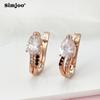 SIMJOO Fashionable Rose Gold Color Earclasp with Simple Personality and Water Drop Set Zircon Earrings