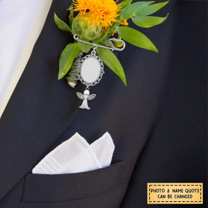 Wedding Bouquet Boutonniere Photo Charm Pin for Bridal Bouquet Groom Boutonniere Memorial Accessory Photo Charm for Suit