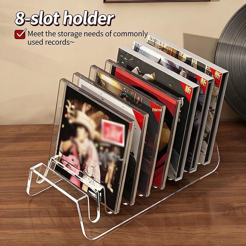 Clear Acrylic CD Display Shelf 2PCS 6 8 Grid Storage Organizer for Home Office Media Collection