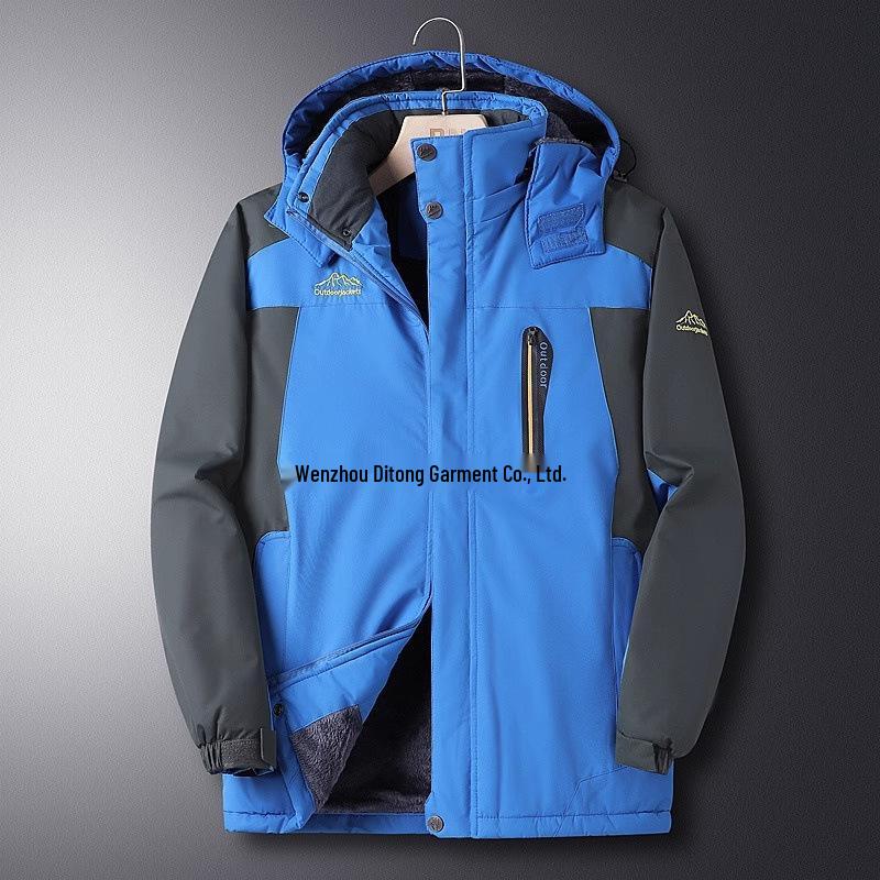 Мужская теплая хлопковая куртка большого размера на флисовой подкладке Осень/Зима 2025 для мужчин среднего возраста