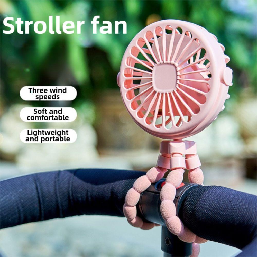 360° Rotatable Octopus Folding Fan 3 Gears LED Light Fan Portable Flexible Tripod Fan Car Seat