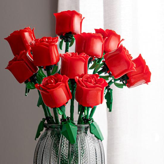 1 набор строительных блоков ветка розы своими руками красочный цветочный блок сборка игрушка пластиковые цветочные растения украшения дети взрослые девочки подарок