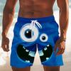 Funny Cartoon Face Print Mens Beach Shorts  Breathable Drawstring Elastic Waist Social Media Viral Style Casaul Trunks