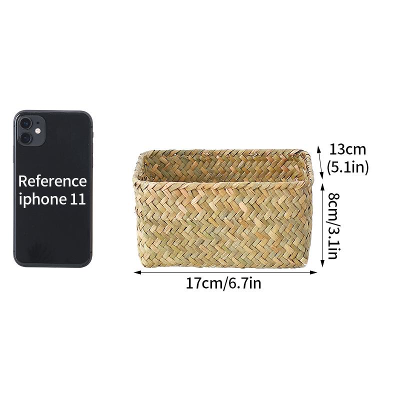 Woven Storage Baskets Organizers Kitchen Sundries Storage Baskets Cosmetics Snack Storage Box Desktop Organizer Container