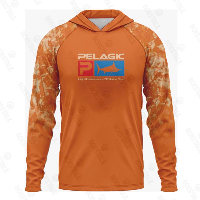 Pelagic UPF50 Ice Silk Fishing Shirt Lightweight Breathable Long Sleeve Hooded Men Outdoor Angling