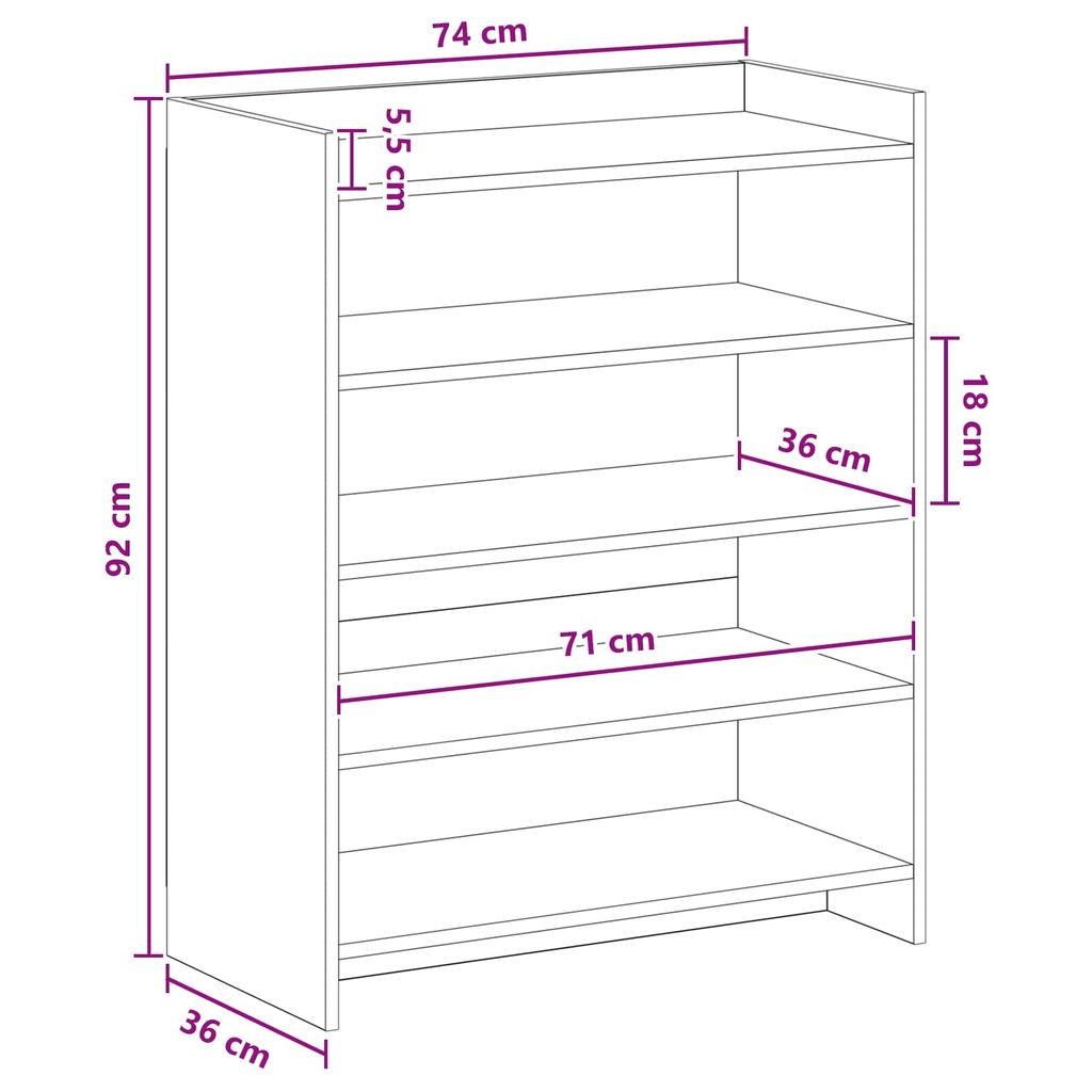 Shoe Cabinet Grey Sonoma 73.5 x 36 x 92 cm Engineered Wood