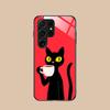 Милый кофейный кот Стеклянный чехол для мобильного телефона для Samsung Galaxy S26 S25 S24 S23 S22 S21 S20 Note20 Plus FE Ultra Цветная крышка
