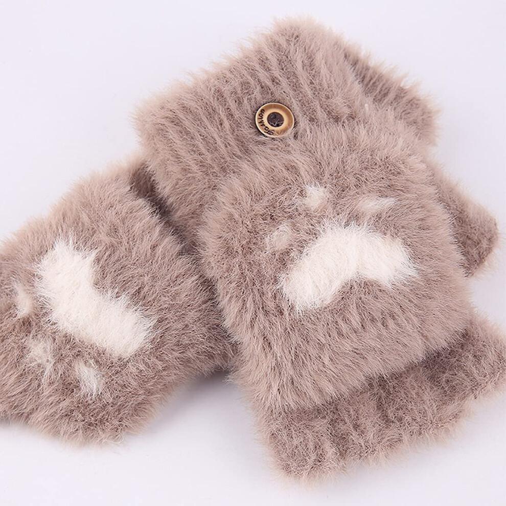 Mink Gloves Cat Claw Winter Warm Wool Soft Touchscreen Gloves Flap Cover Women Men Fingerless Flip Gloves Knitted Mittens Glove