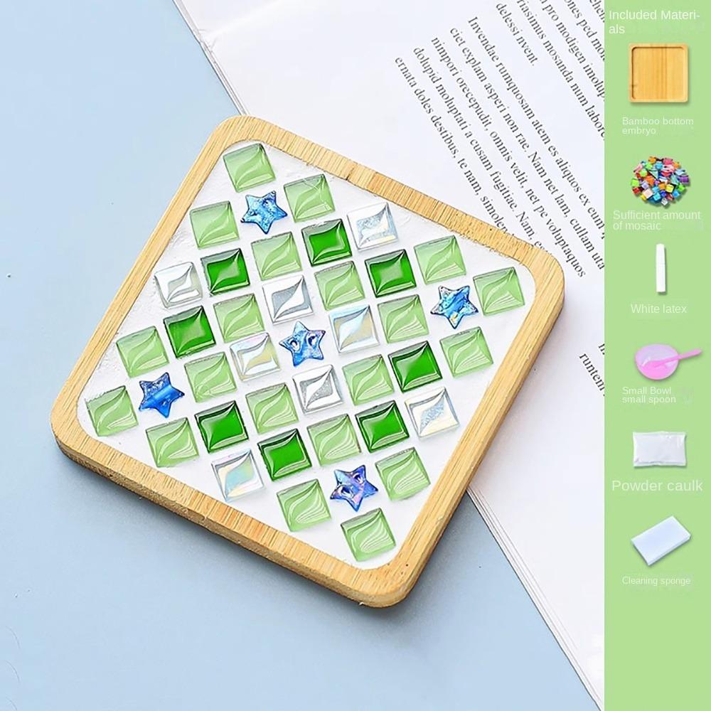 Ручная работа своими руками мозаичный коврик для чашки мозаичный стеклянный бамбуковый коврик креативные игрушки ручной работы подставка под стакан