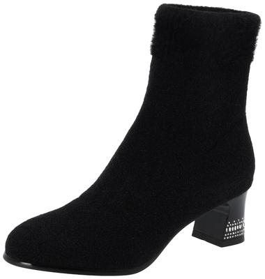 Stuart Fashion Boots Stretch Knit Short Boots BK [Jill Shoe]