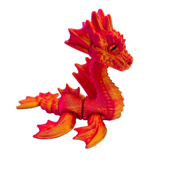 3D Printed Sea Dragon Figurine Movable Joints Dragon Figure Mini Articulated Dragon Model Fidget Toy Desktop Decoration Ornament