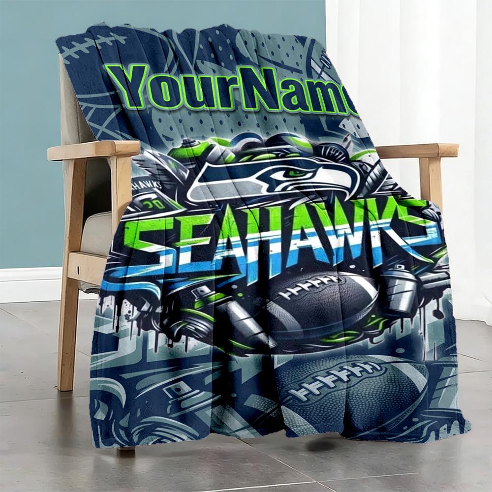 Seattle Seahawks Customize Your Name Blanket Gift Personalized Blanket Comfortable Great For Bed Sofa Nap Office Allseason Use