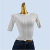 Stitch Woolen Sweater Soft Glutinous Spring and Autumn O-neck Short High Waist Younger Slim-Fit Slim Looking Women's Bottoming Shirt Easiest for Match
